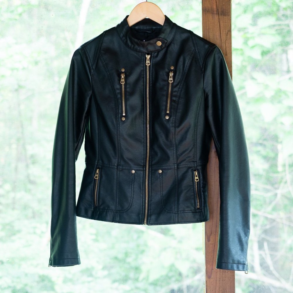Vegan Leather Moto Jacket - Picture 2 of 12
